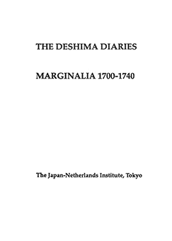 The Deshima Diaries - Marginalia 1700-1740